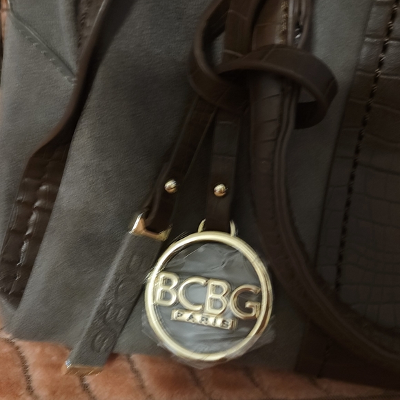 🆕️ BCBG Satchel | Brown | Faux Suede | Faux Croc | NWT | Handbag | Shoulder Bag - Picture 6 of 12